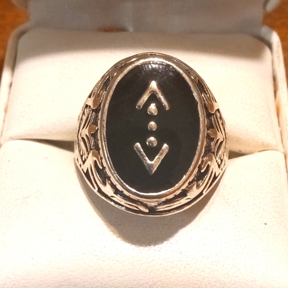 New Sterling Silver Black Onyx Punk Rock Gothic Ring.